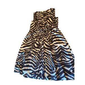 Jones New York Womens Zebra Print Dress Size 16 Sleeveless Career Cocktail